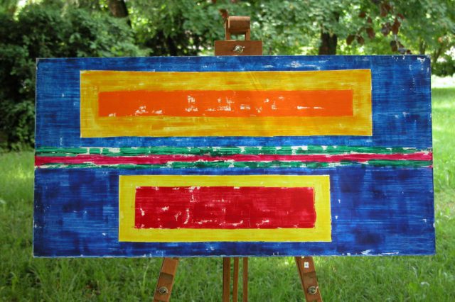 Triptychon Eva von Autun Abstraktion2, 2001 Öl auf Hartfaser, 38x73cm