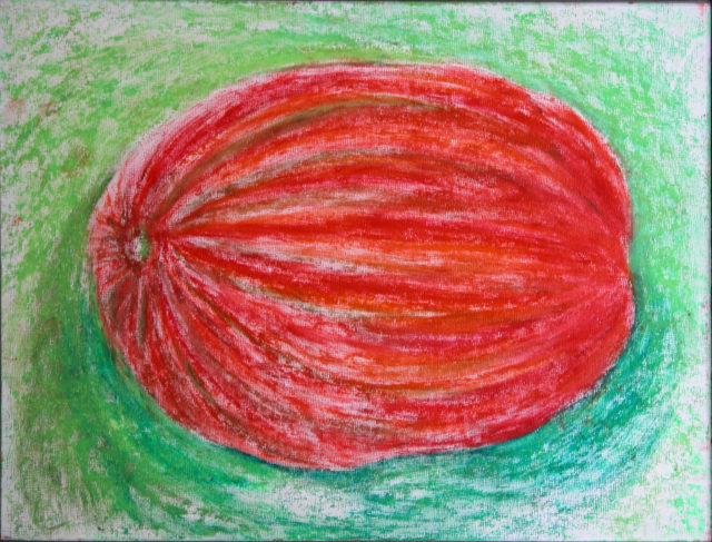 Kürbis, 2009 Ölkreide auf Karton, 30x40cm