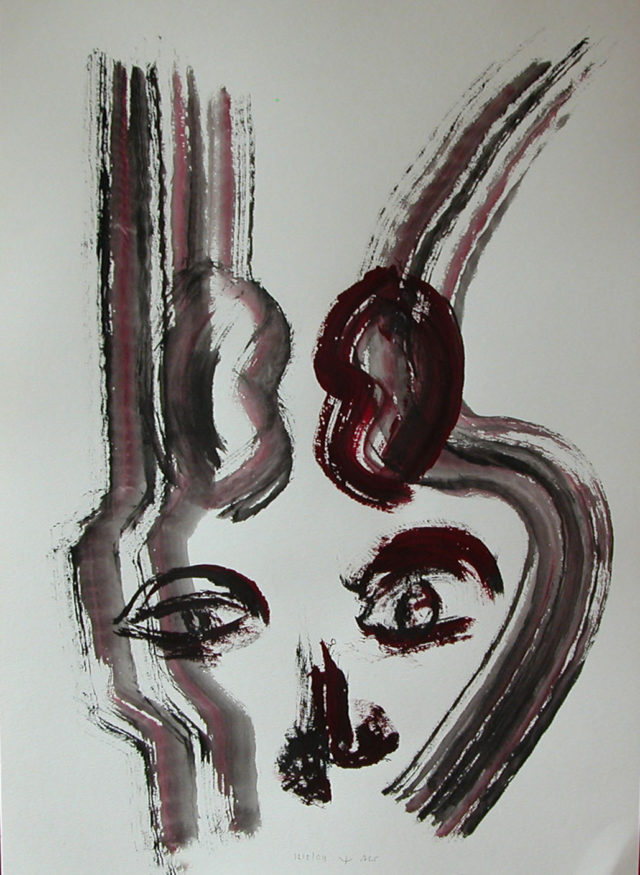 Männlich-Weiblich mit gegliedertem Gesicht, 2009 Aquarell auf Karton, 70x100cm